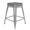 Emma and Oliver Kam Backless Metal Indoor-Outdoor Stool with All-Weather Polystyrene Seat